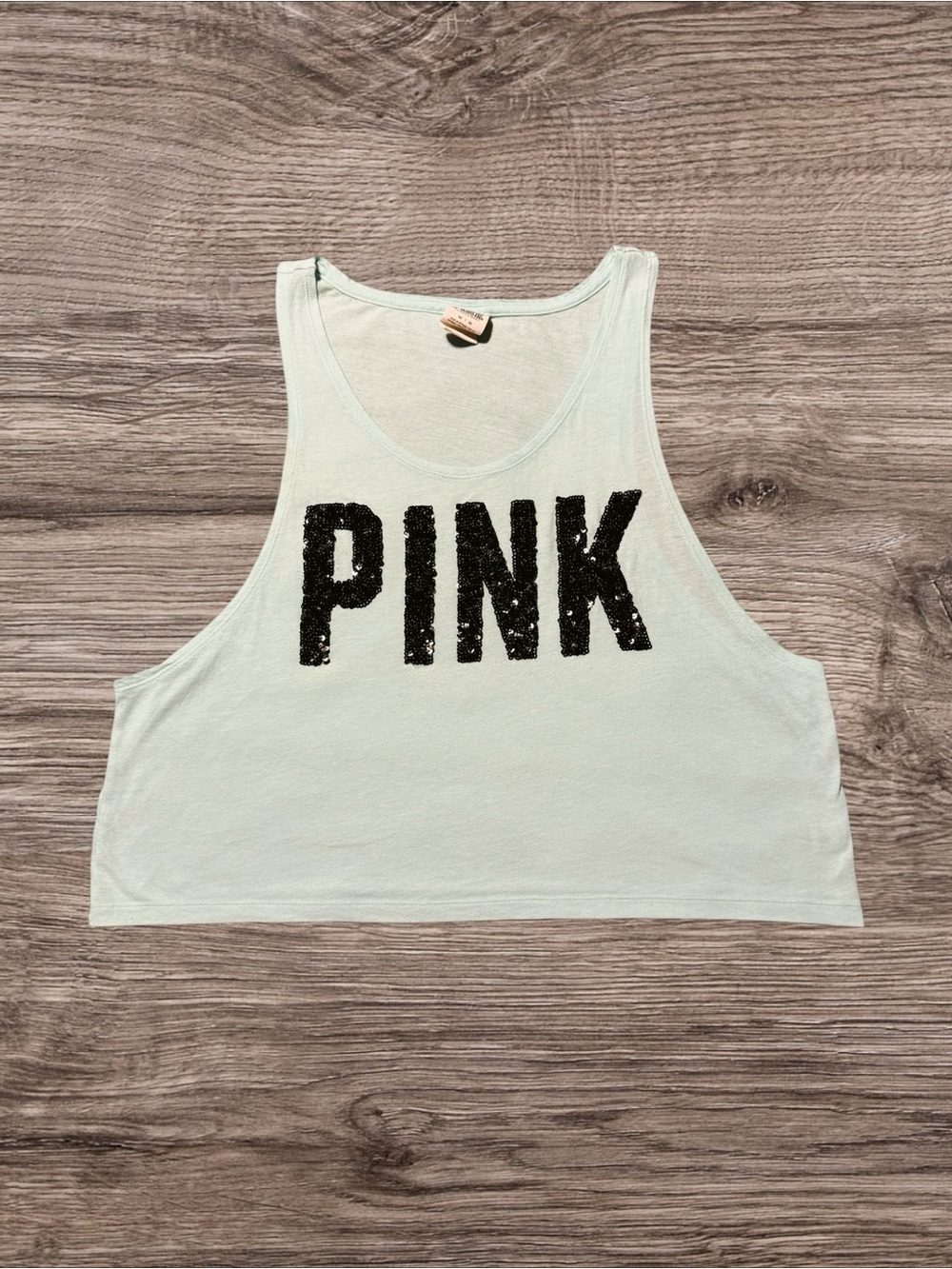 ✨ VS PINK Y2K Aqua Bling Sequin Crop Tank ✨